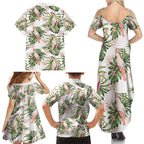 Australia Pink Cockatoo Family Matching Summer Maxi Dress and Hawaiian Shirt Aussie Orchids - Seamless Pattern