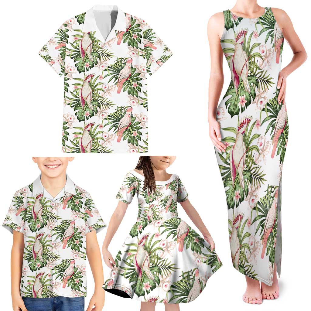 Australia Pink Cockatoo Family Matching Tank Maxi Dress and Hawaiian Shirt Aussie Orchids - Seamless Pattern