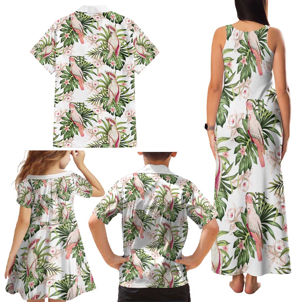 Australia Pink Cockatoo Family Matching Tank Maxi Dress and Hawaiian Shirt Aussie Orchids - Seamless Pattern