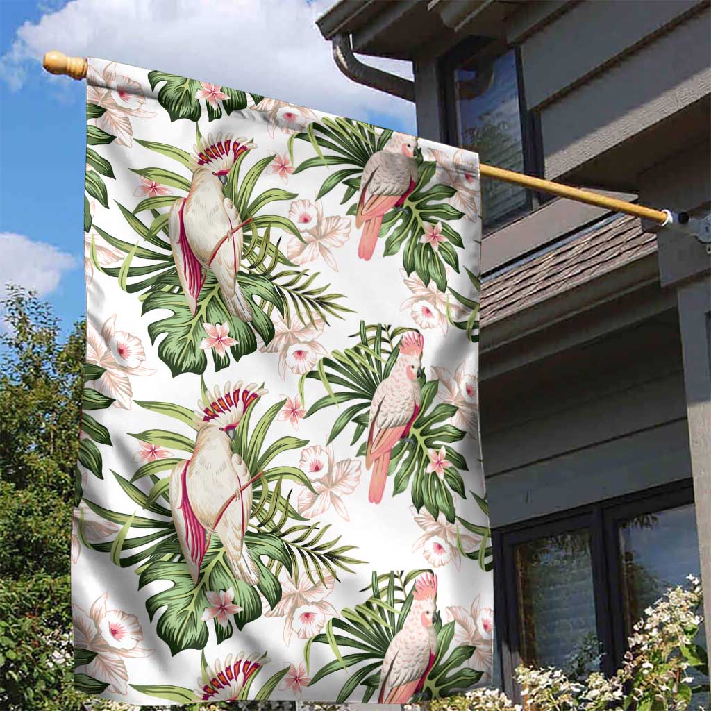 Australia Pink Cockatoo Garden Flag Aussie Orchids - Seamless Pattern