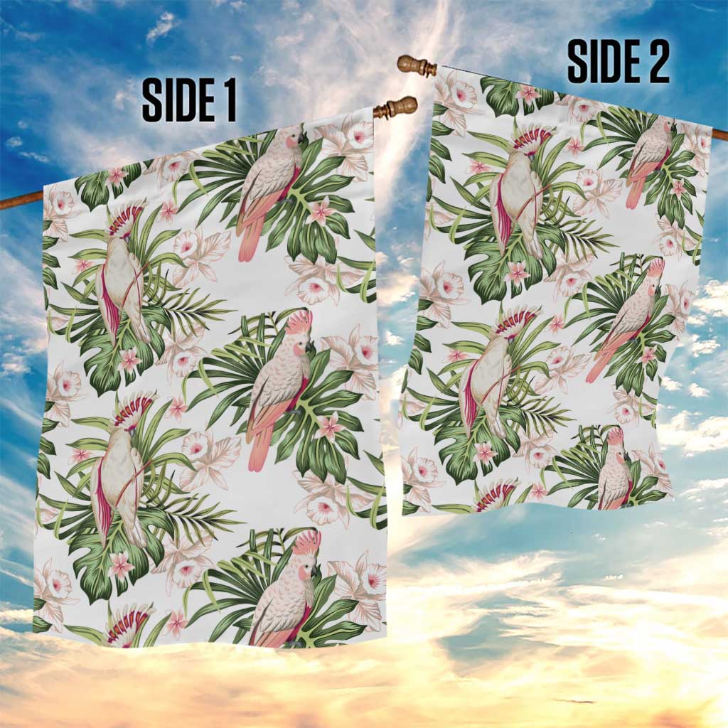 Australia Pink Cockatoo Garden Flag Aussie Orchids - Seamless Pattern