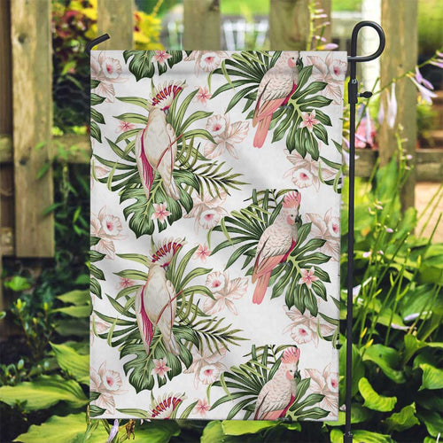 Australia Pink Cockatoo Garden Flag Aussie Orchids - Seamless Pattern