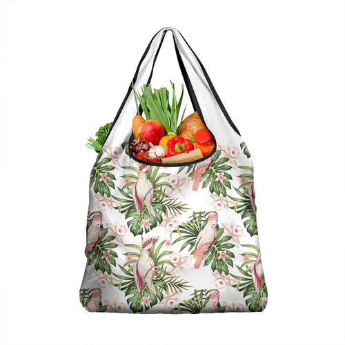 Australia Pink Cockatoo Grocery Bag Aussie Orchids - Seamless Pattern