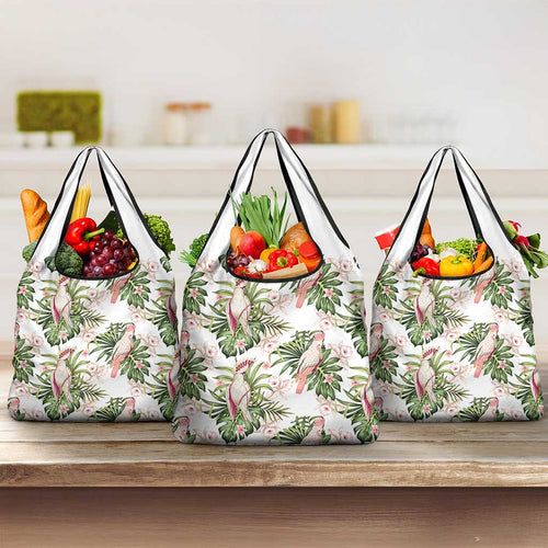 Australia Pink Cockatoo Grocery Bag Aussie Orchids - Seamless Pattern