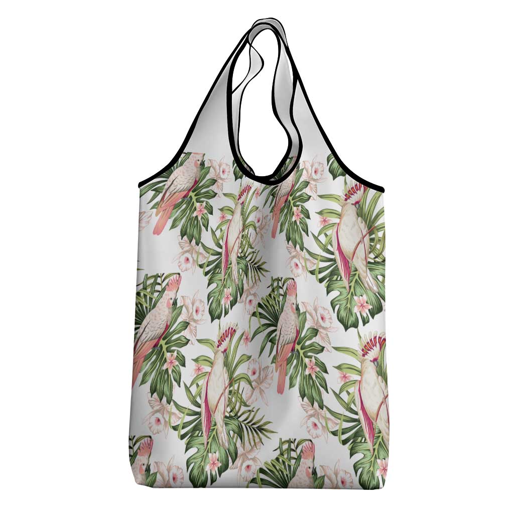 Australia Pink Cockatoo Grocery Bag Aussie Orchids - Seamless Pattern
