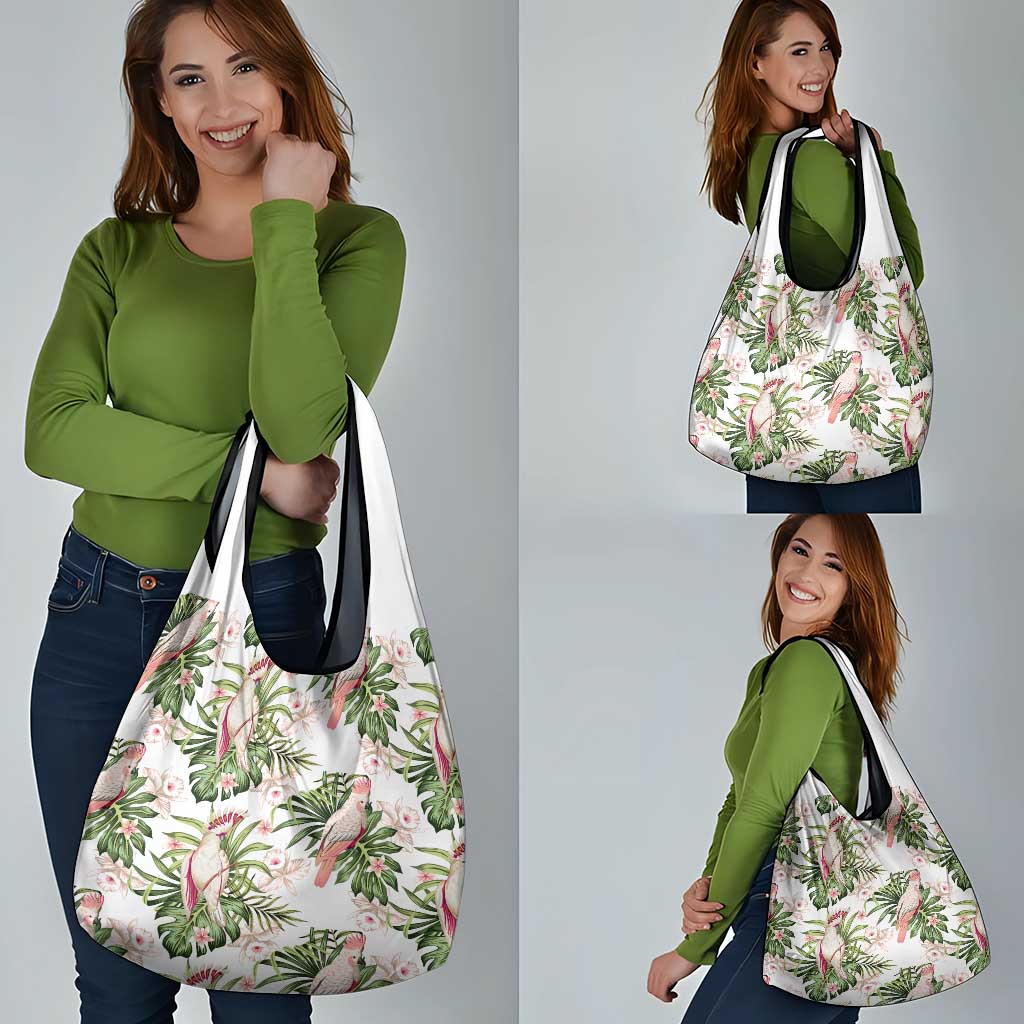 Australia Pink Cockatoo Grocery Bag Aussie Orchids - Seamless Pattern