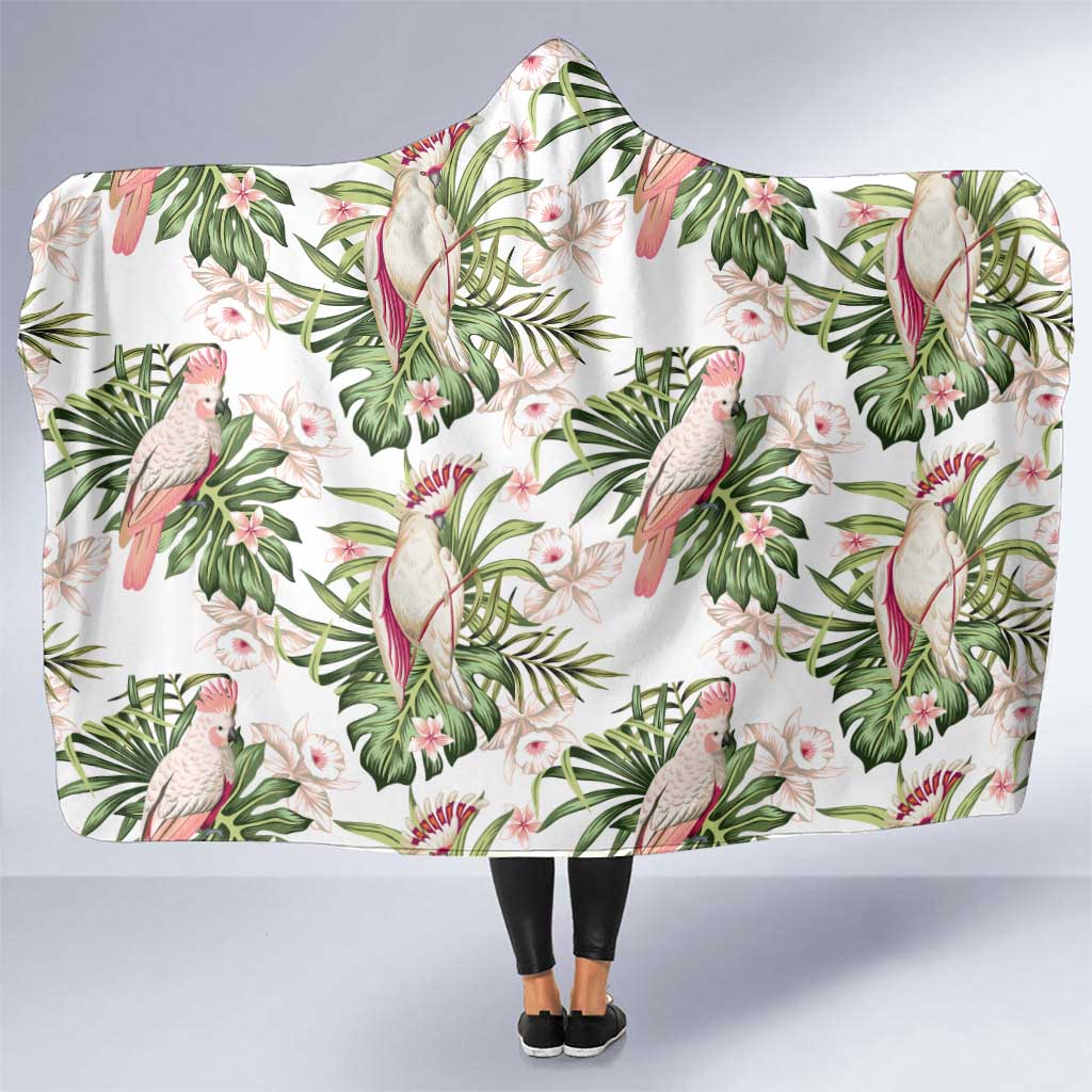 Australia Pink Cockatoo Hooded Blanket Aussie Orchids - Seamless Pattern