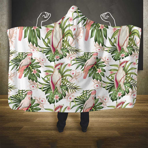 Australia Pink Cockatoo Hooded Blanket Aussie Orchids - Seamless Pattern