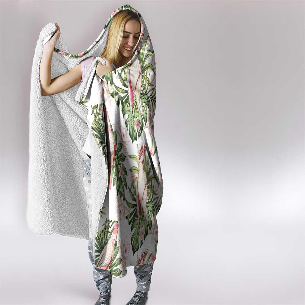 Australia Pink Cockatoo Hooded Blanket Aussie Orchids - Seamless Pattern
