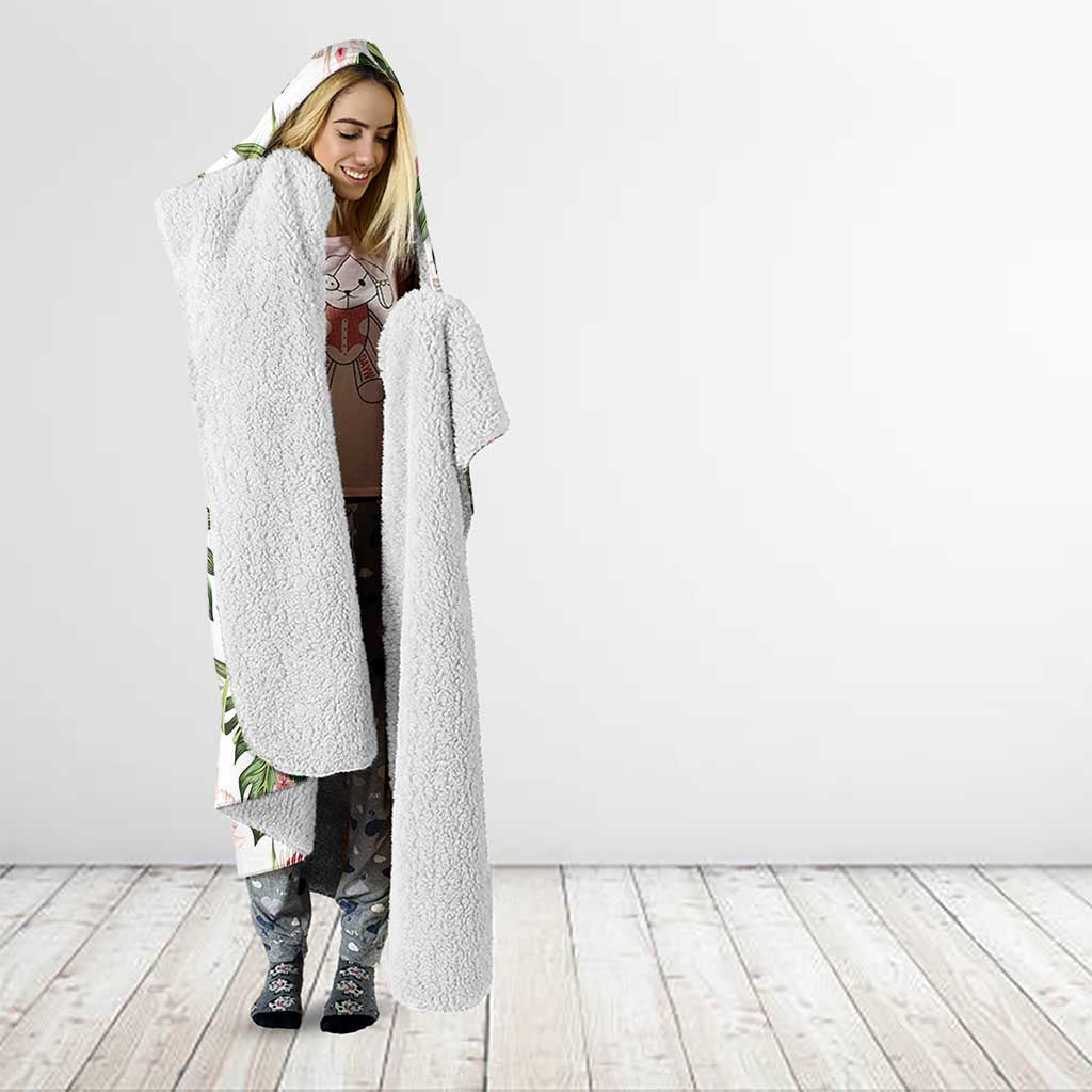Australia Pink Cockatoo Hooded Blanket Aussie Orchids - Seamless Pattern