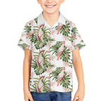 Australia Pink Cockatoo Kid Hawaiian Shirt Aussie Orchids - Seamless Pattern