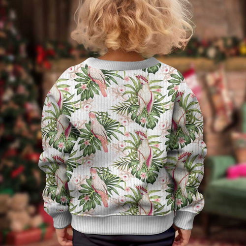 Australia Pink Cockatoo Kid Ugly Christmas Sweater Aussie Orchids - Seamless Pattern