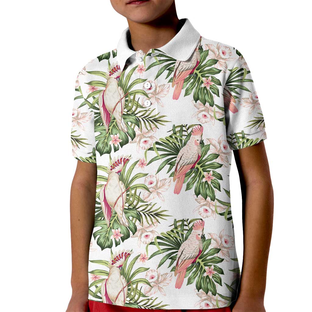 Australia Pink Cockatoo Kid Polo Shirt Aussie Orchids - Seamless Pattern