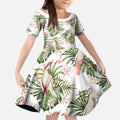 Australia Pink Cockatoo Kid Short Sleeve Dress Aussie Orchids - Seamless Pattern