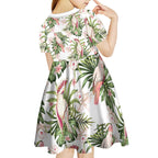Australia Pink Cockatoo Kid Short Sleeve Dress Aussie Orchids - Seamless Pattern