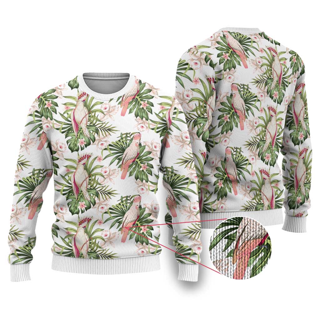 Australia Pink Cockatoo Ugly Christmas Sweater Aussie Orchids - Seamless Pattern