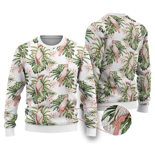 Australia Pink Cockatoo Ugly Christmas Sweater Aussie Orchids - Seamless Pattern
