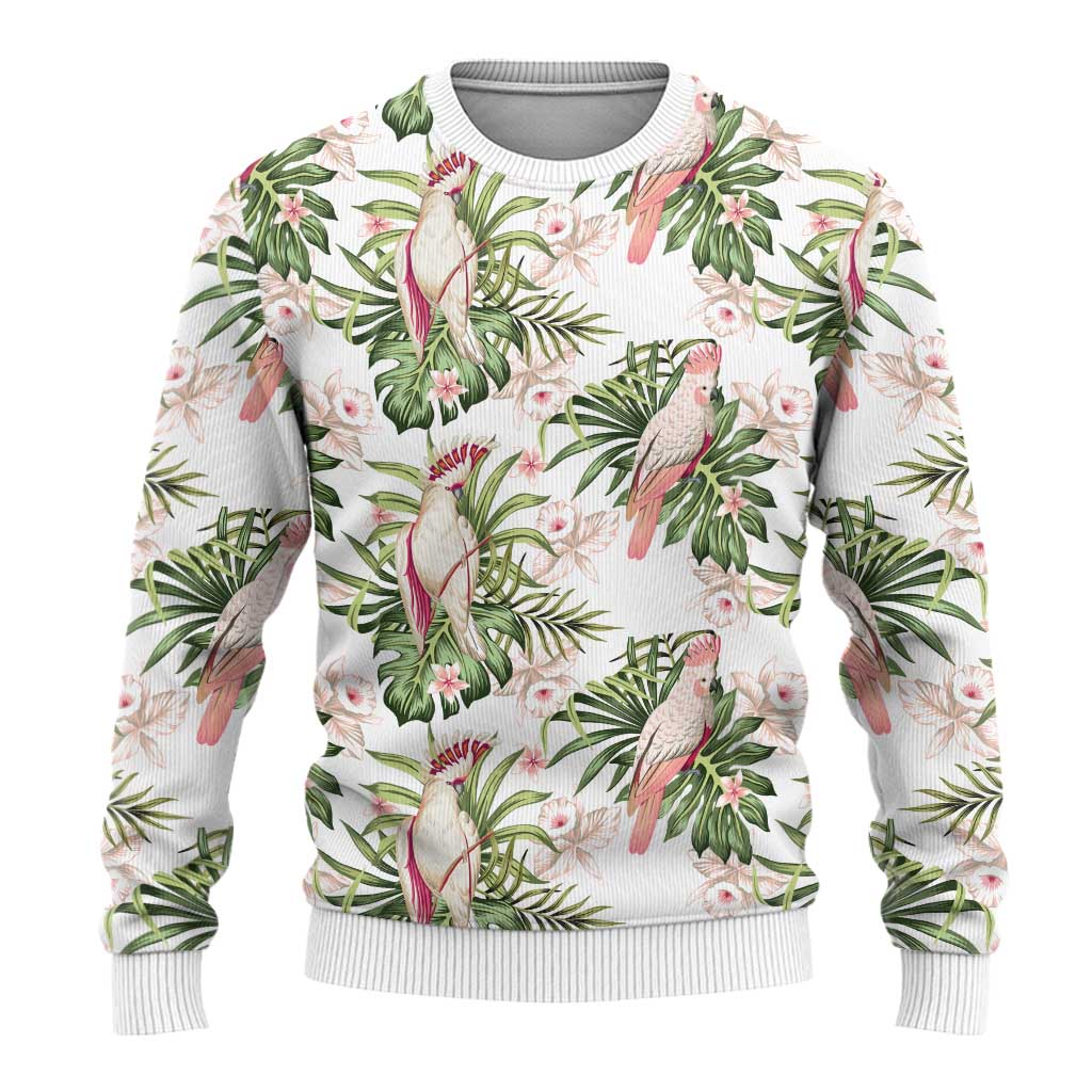 Australia Pink Cockatoo Ugly Christmas Sweater Aussie Orchids - Seamless Pattern