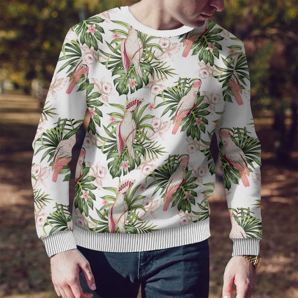 Australia Pink Cockatoo Ugly Christmas Sweater Aussie Orchids - Seamless Pattern