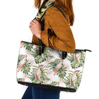 Australia Pink Cockatoo Leather Tote Bag Aussie Orchids - Seamless Pattern