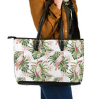 Australia Pink Cockatoo Leather Tote Bag Aussie Orchids - Seamless Pattern