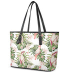 Australia Pink Cockatoo Leather Tote Bag Aussie Orchids - Seamless Pattern