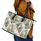 Australia Pink Cockatoo Leather Tote Bag Aussie Orchids - Seamless Pattern