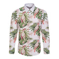 Australia Pink Cockatoo Long Sleeve Button Shirt Aussie Orchids - Seamless Pattern