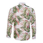 Australia Pink Cockatoo Long Sleeve Button Shirt Aussie Orchids - Seamless Pattern