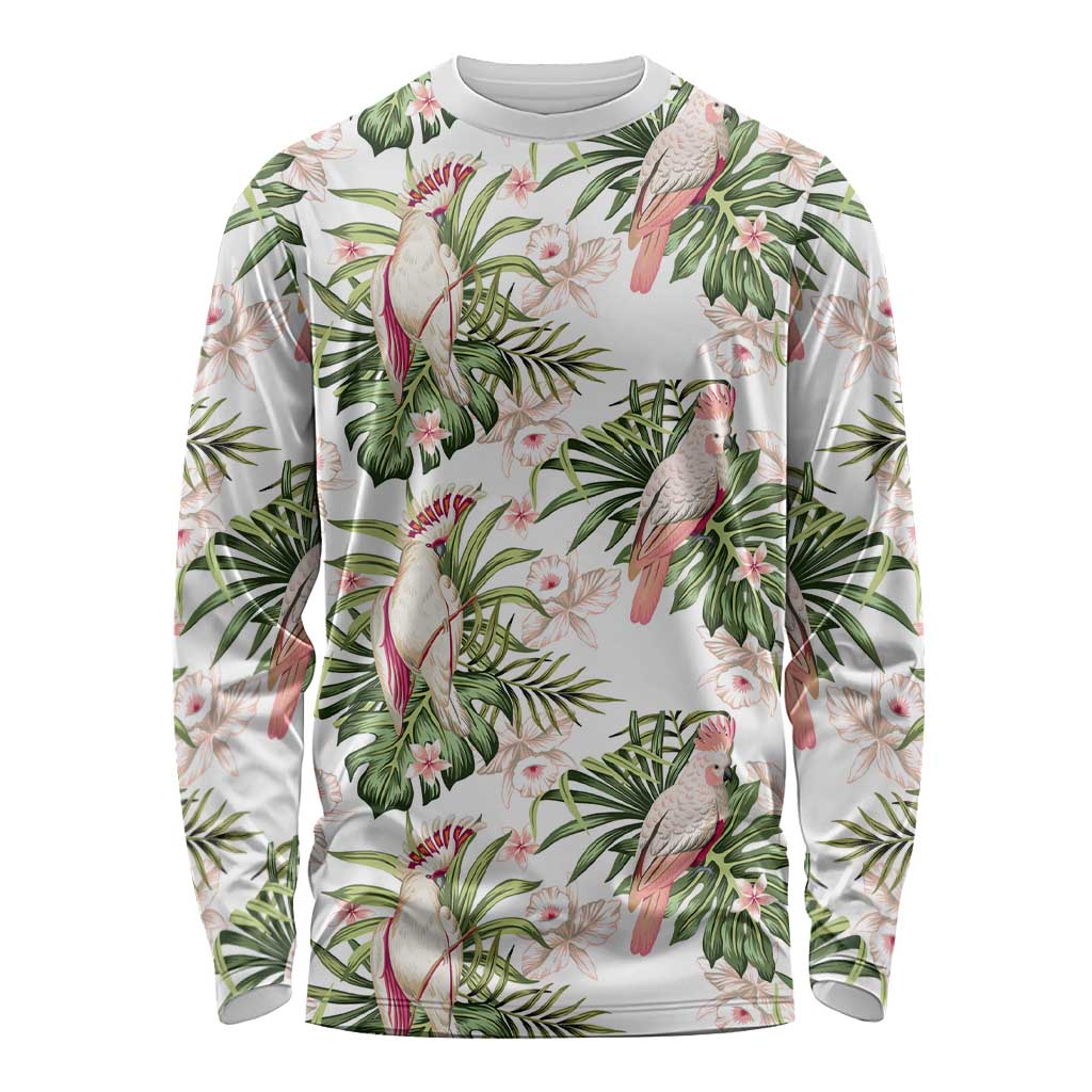 Australia Pink Cockatoo Long Sleeve Shirt Aussie Orchids - Seamless Pattern
