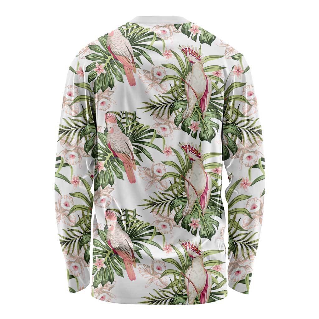 Australia Pink Cockatoo Long Sleeve Shirt Aussie Orchids - Seamless Pattern