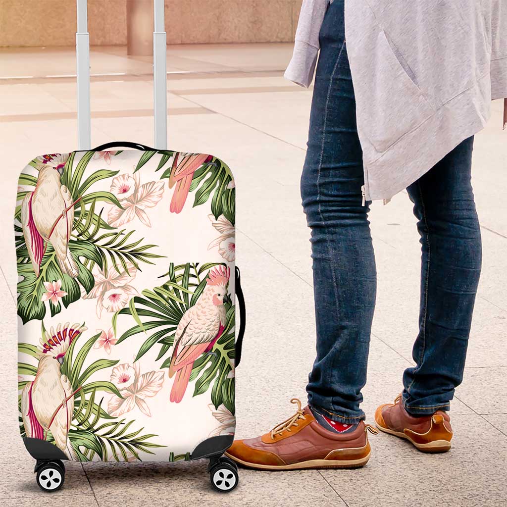 Australia Pink Cockatoo Luggage Cover Aussie Orchids - Seamless Pattern