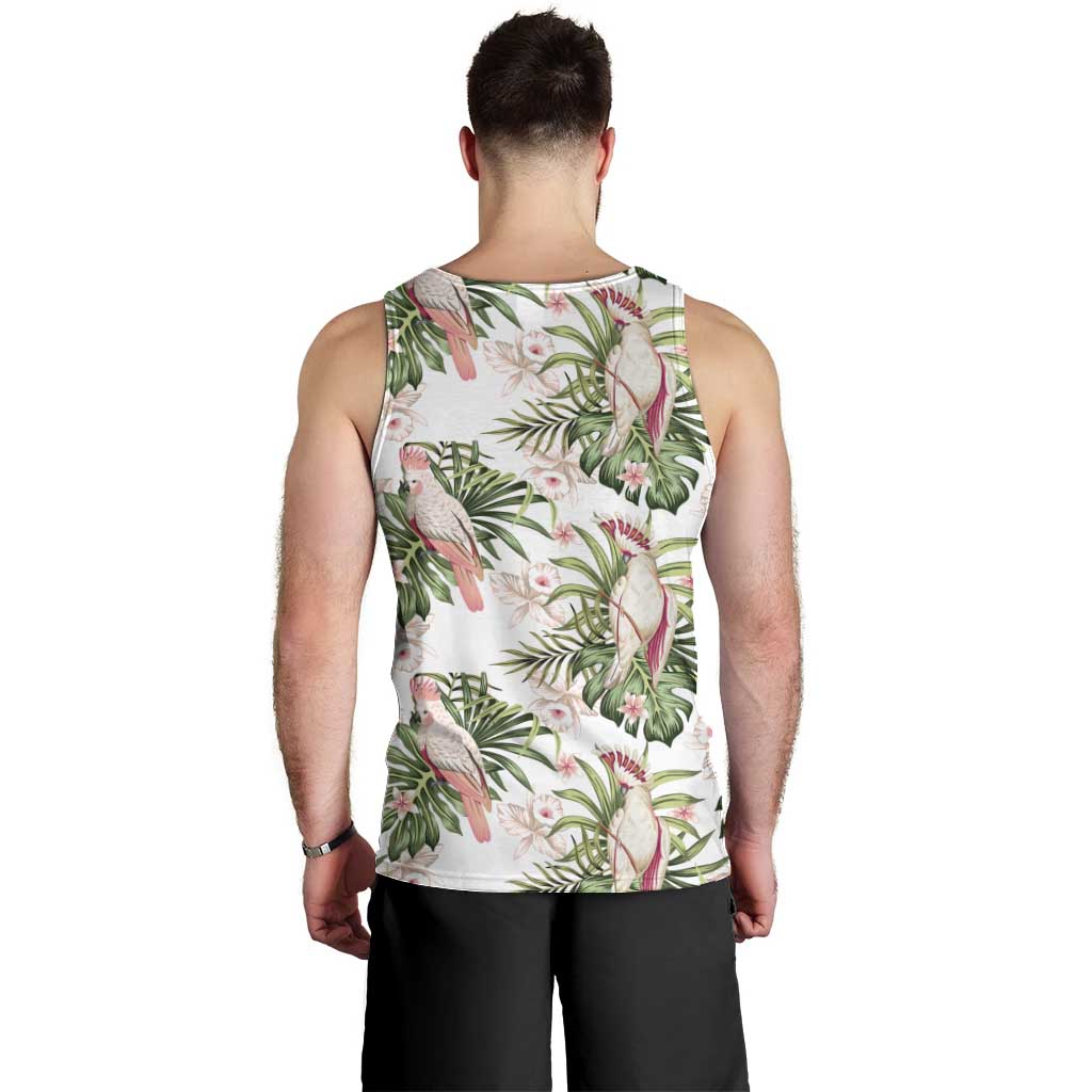 Australia Pink Cockatoo Men Tank Top Aussie Orchids - Seamless Pattern