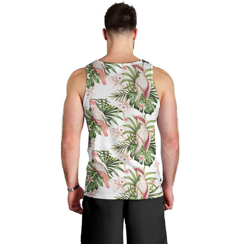 Australia Pink Cockatoo Men Tank Top Aussie Orchids - Seamless Pattern