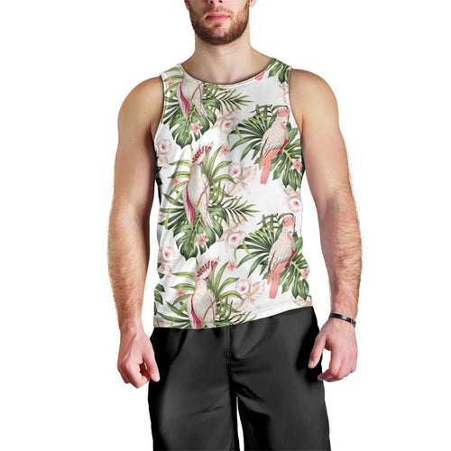 Australia Pink Cockatoo Men Tank Top Aussie Orchids - Seamless Pattern