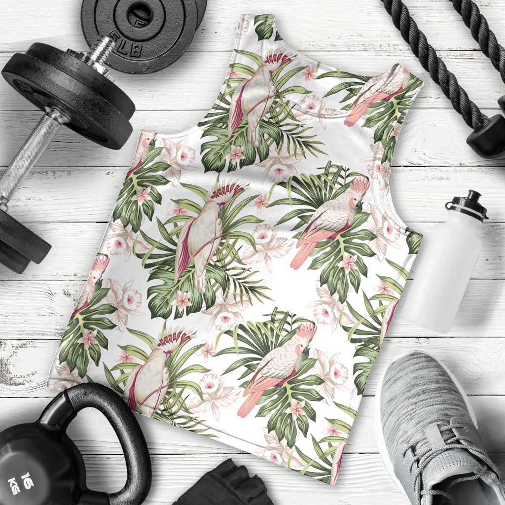 Australia Pink Cockatoo Men Tank Top Aussie Orchids - Seamless Pattern