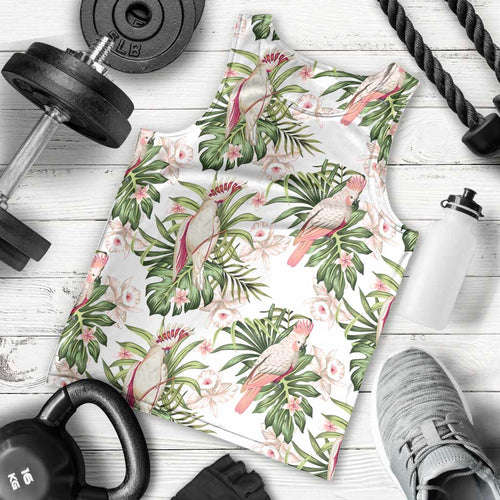 Australia Pink Cockatoo Men Tank Top Aussie Orchids - Seamless Pattern