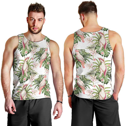 Australia Pink Cockatoo Men Tank Top Aussie Orchids - Seamless Pattern
