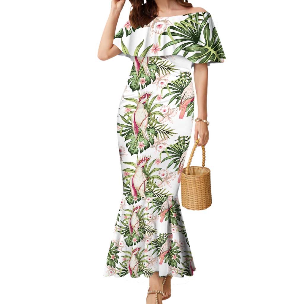 Australia Pink Cockatoo Mermaid Dress Aussie Orchids - Seamless Pattern