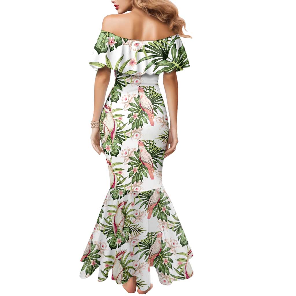 Australia Pink Cockatoo Mermaid Dress Aussie Orchids - Seamless Pattern