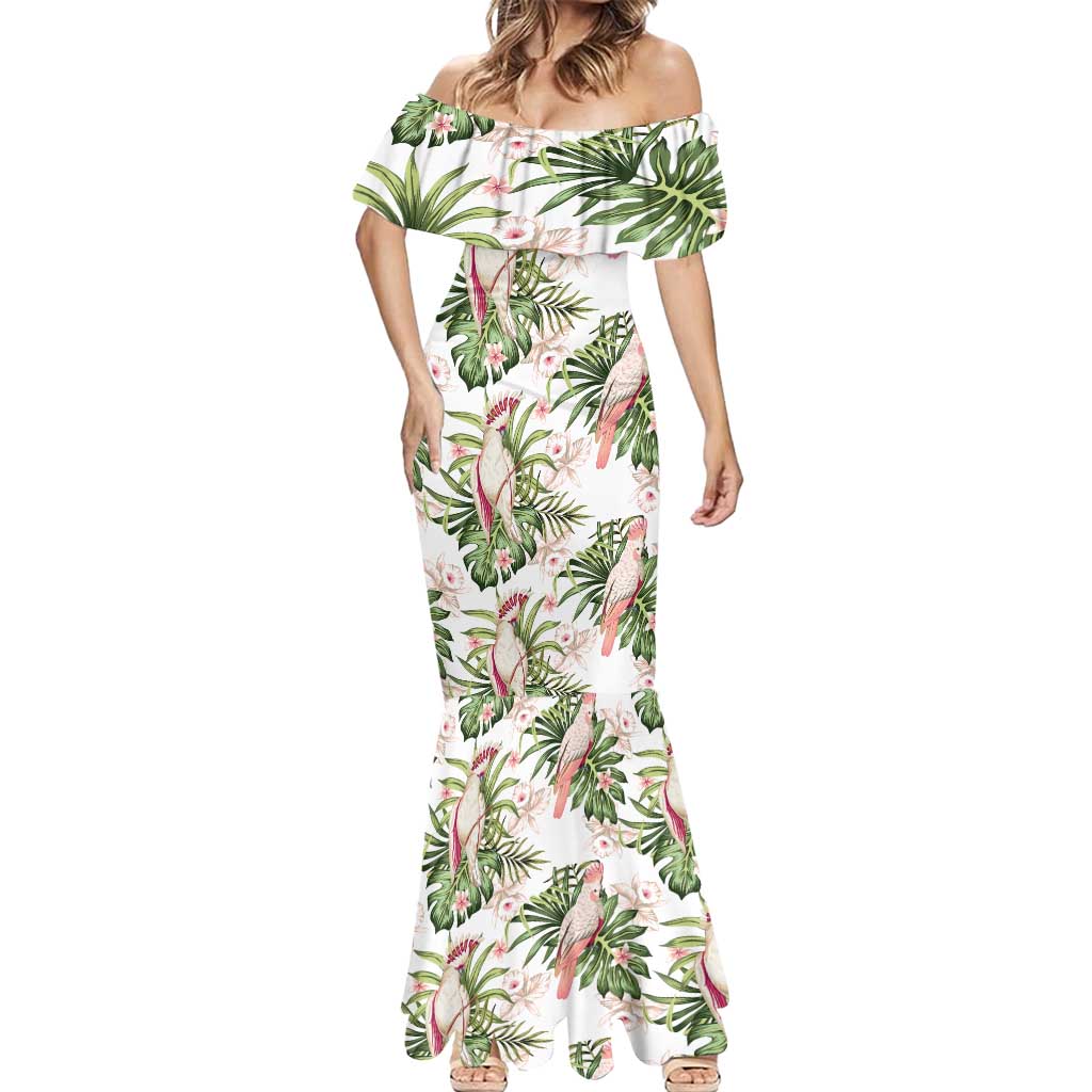Australia Pink Cockatoo Mermaid Dress Aussie Orchids - Seamless Pattern
