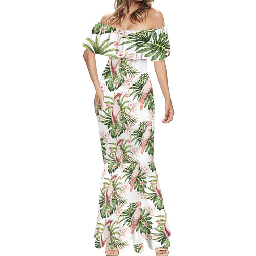 Australia Pink Cockatoo Mermaid Dress Aussie Orchids - Seamless Pattern