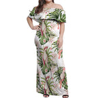 Australia Pink Cockatoo Off Shoulder Maxi Dress Aussie Orchids - Seamless Pattern