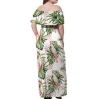 Australia Pink Cockatoo Off Shoulder Maxi Dress Aussie Orchids - Seamless Pattern