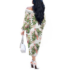 Australia Pink Cockatoo Off The Shoulder Long Sleeve Dress Aussie Orchids - Seamless Pattern