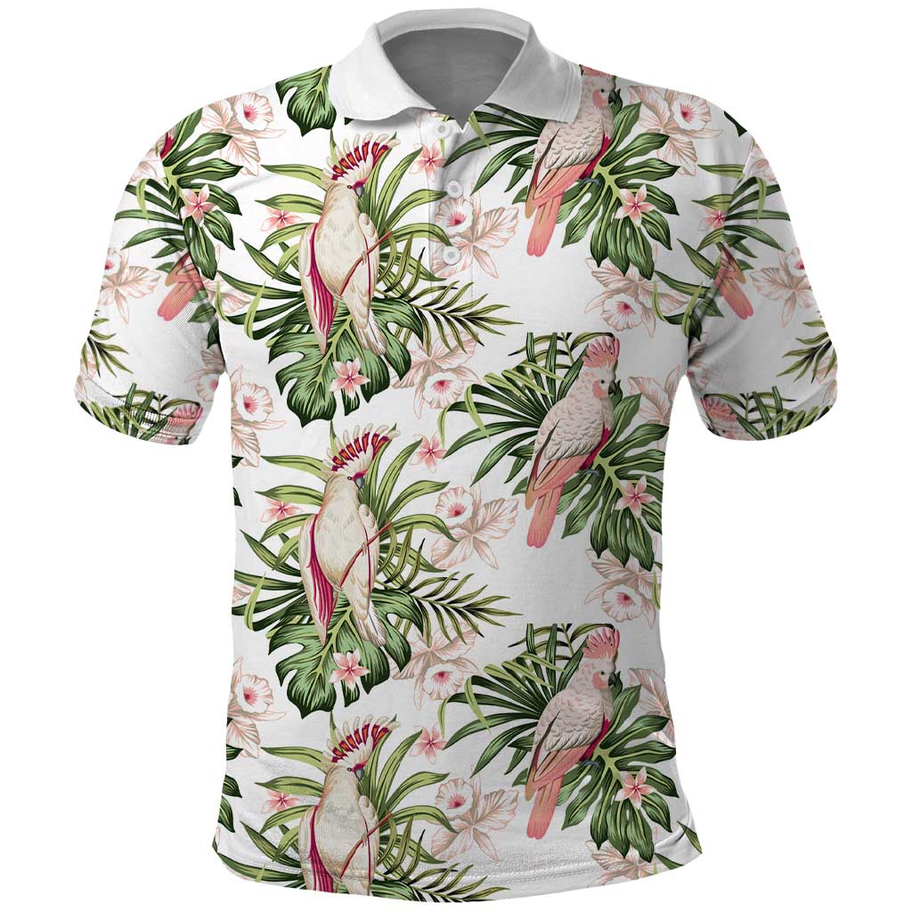 Australia Pink Cockatoo Polo Shirt Aussie Orchids - Seamless Pattern