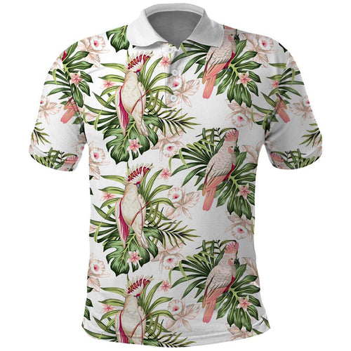 Australia Pink Cockatoo Polo Shirt Aussie Orchids - Seamless Pattern