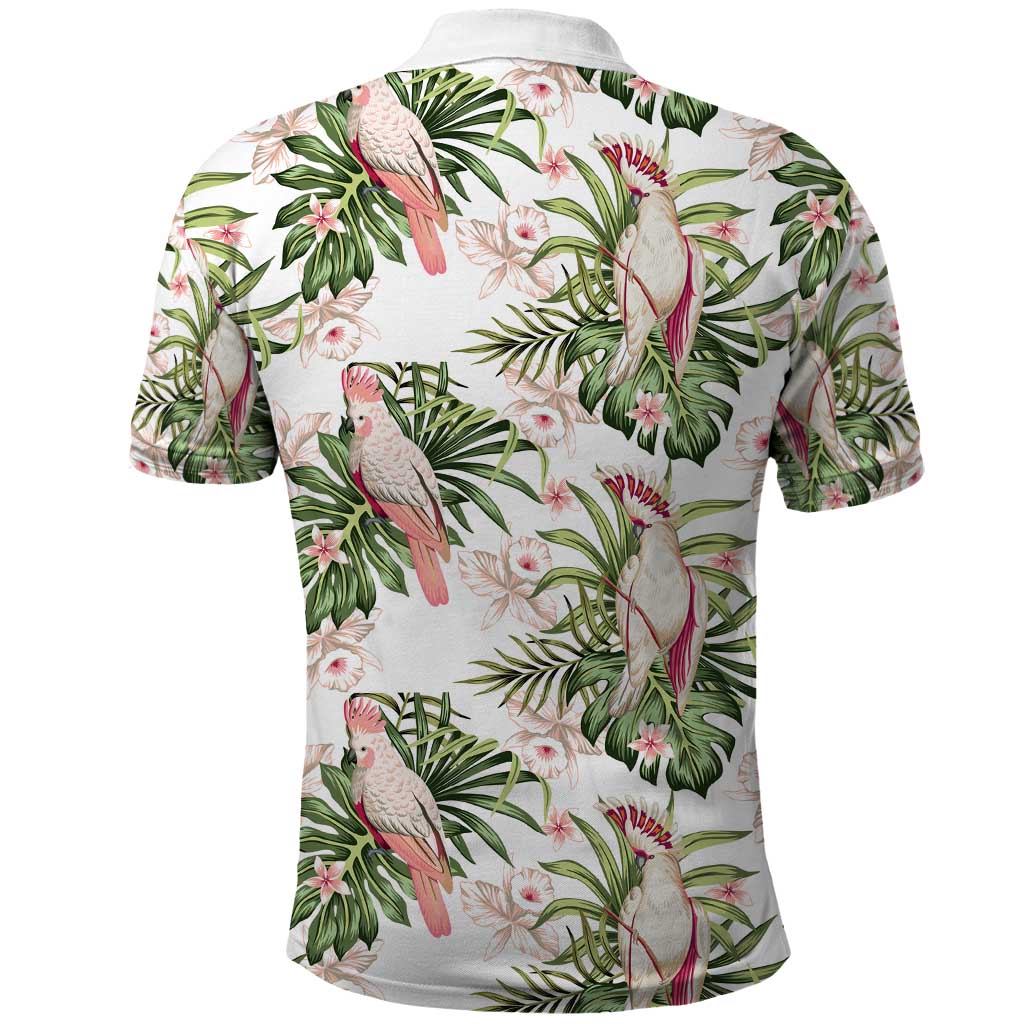 Australia Pink Cockatoo Polo Shirt Aussie Orchids - Seamless Pattern