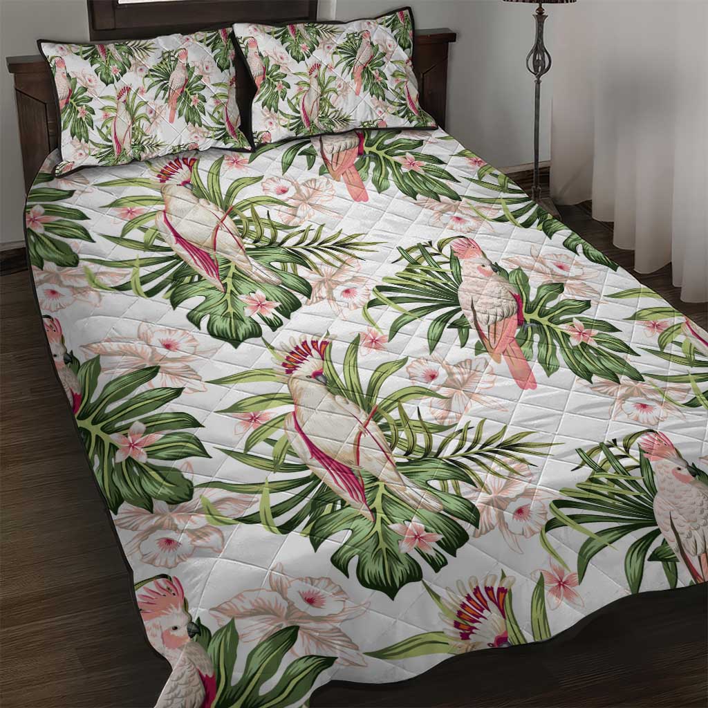 Australia Pink Cockatoo Quilt Bed Set Aussie Orchids - Seamless Pattern
