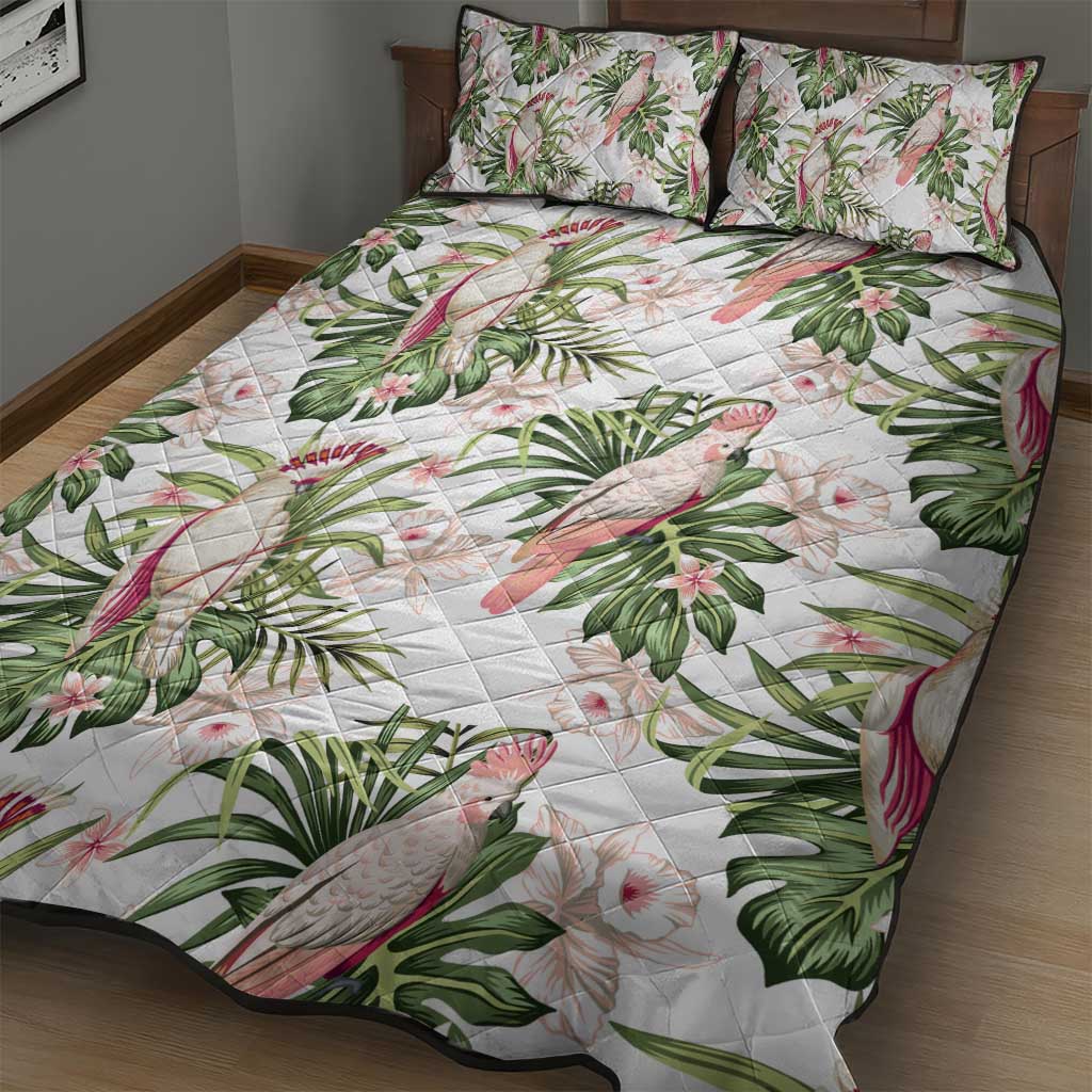 Australia Pink Cockatoo Quilt Bed Set Aussie Orchids - Seamless Pattern